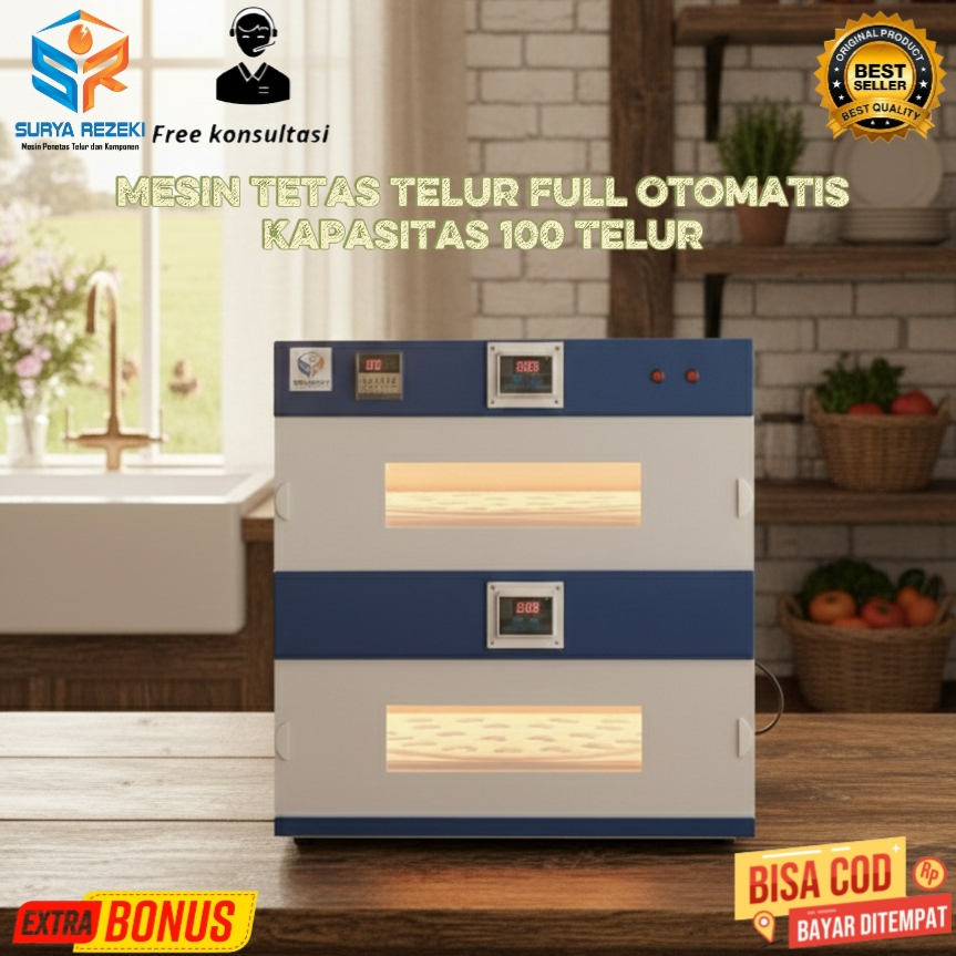 Mesin penetas telur full otomatis kapasitas 100 butir telur ayam bebek TERBARU