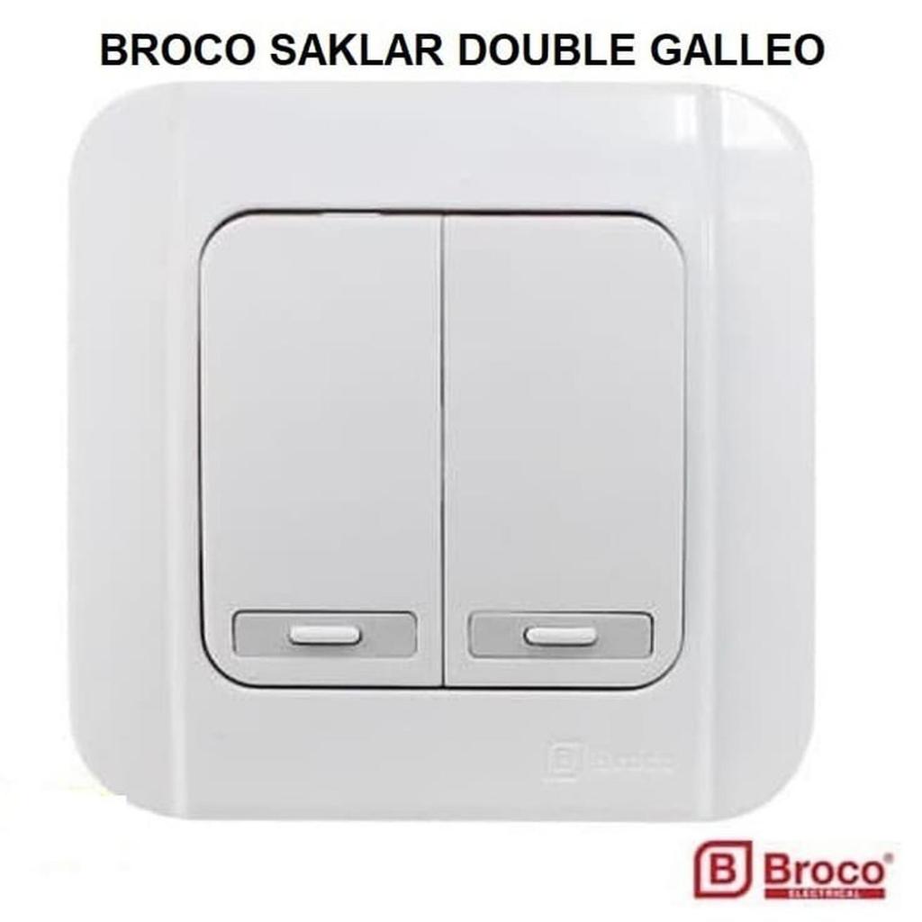 Broco Saklar Double Galleo WHITE DOUBLE 2 GANG 1 WAY
