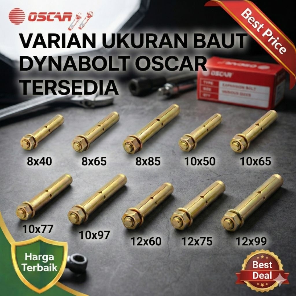 (Per Box / Per 1 Dus ) Baut Dynabolt / Dinabolt 8x40 8x65 8x85 10x50 10x65 10x77 10x97 12x60 12x75 1