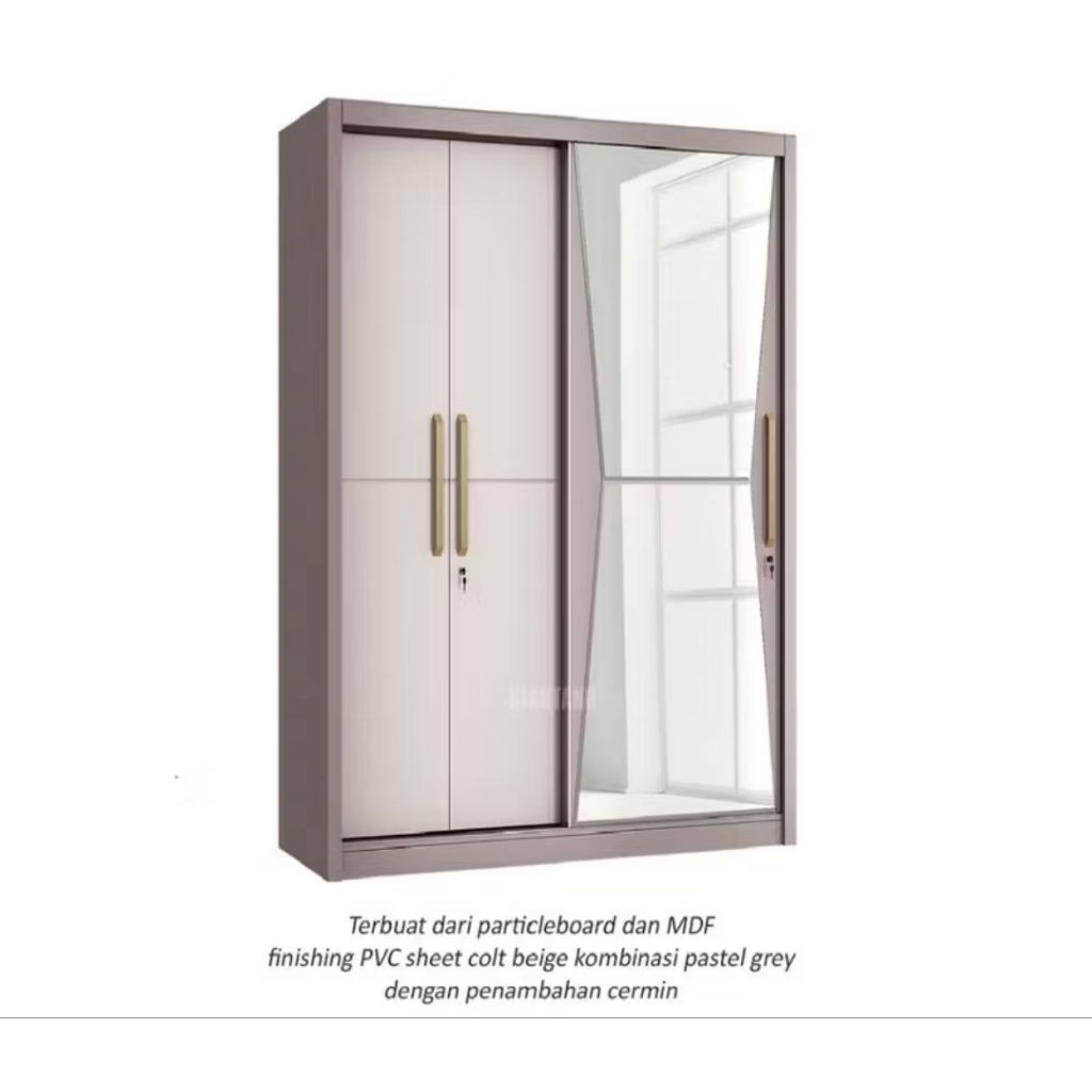 LP volare lemari baju volare 3D SS 3 pintu sliding swing lemari pakaian