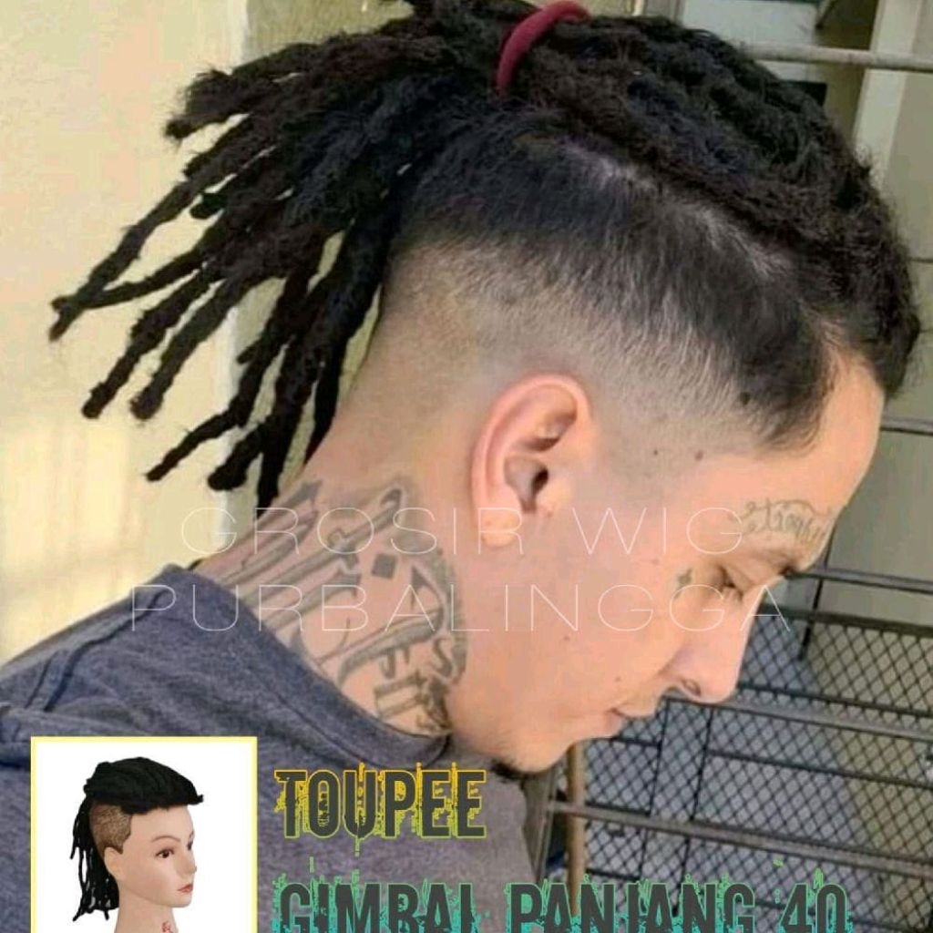 Gosir Wig Toupee Penebal Rambut Model Gimbal panjang 40 Cm Gaya Reage Kuncir Gimbal Kode TB gimbal 4