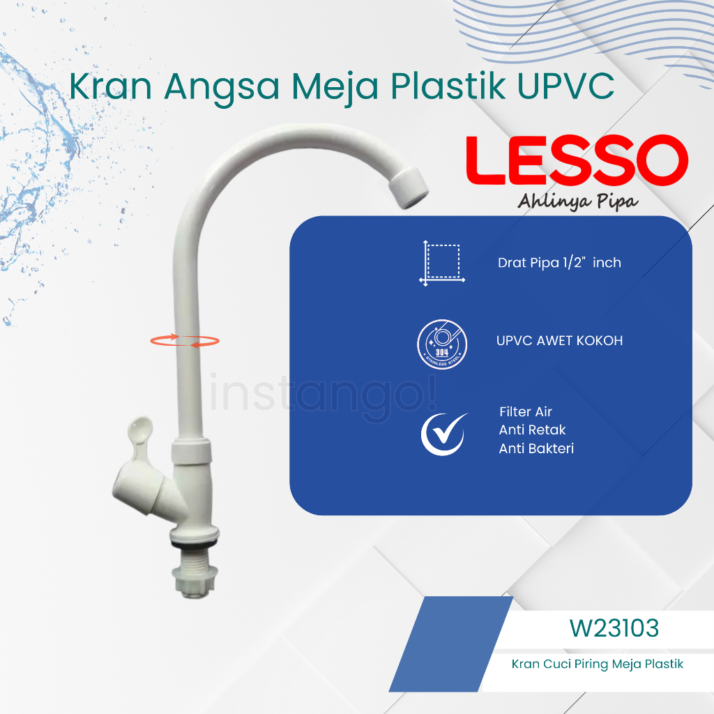 Kran Angsa Cuci Piring Plastik Awet 1/2 Inch Lesso Keran Cuci Piring Berkwalitas