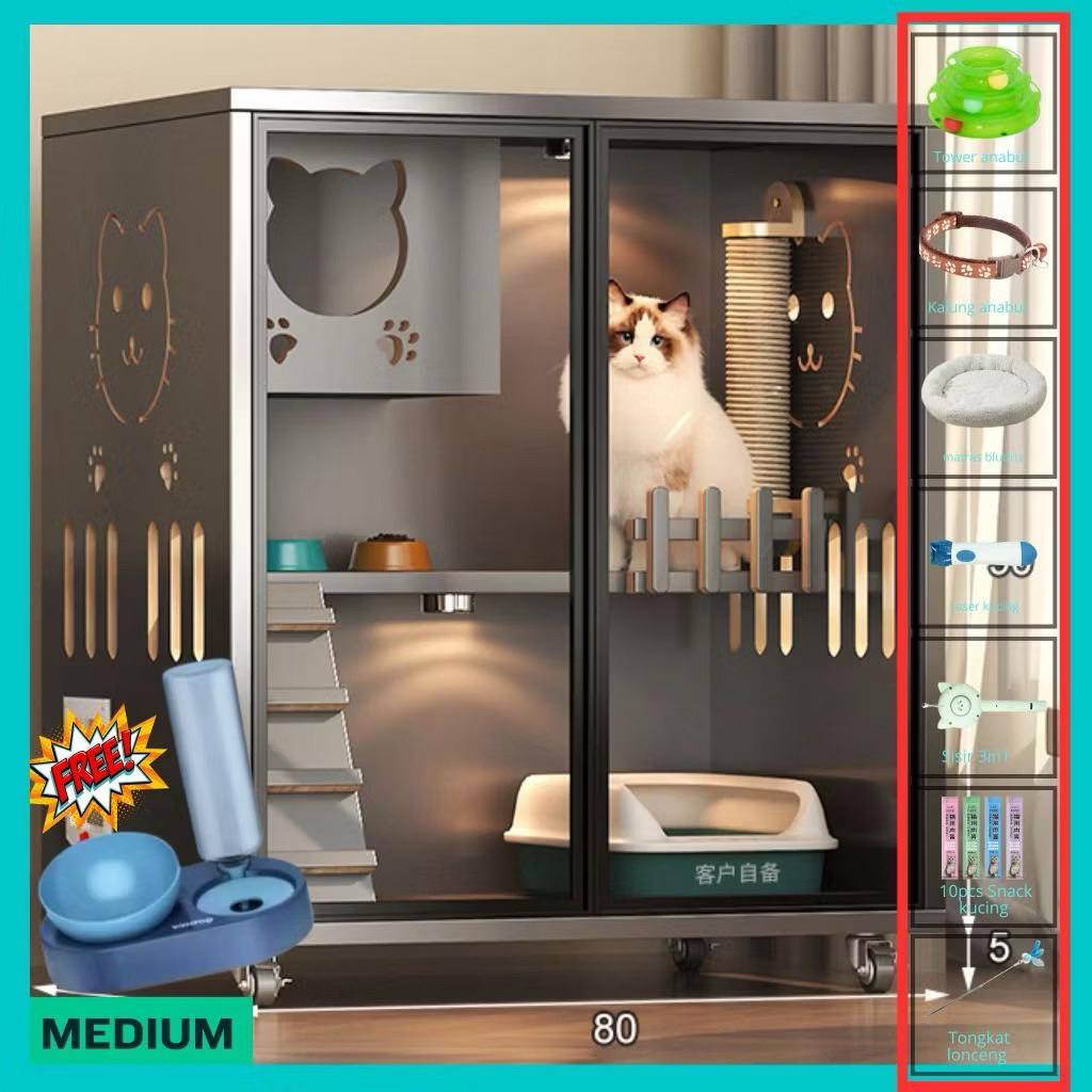 Kandangsultan-Catquarium|Villa|Kandang|Rumah Kucing Kayu Medium B+ Hitam  80*60*95cm Terbuat Dari Pa