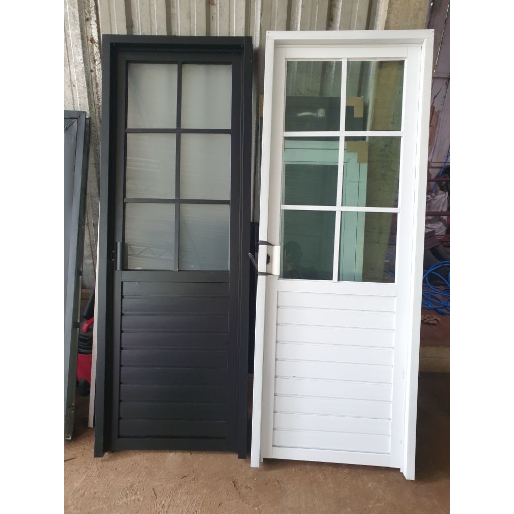Pintu Kamar mandi Kusen Bajaringan//bingkai Aluminiun,Ornamen+Kaca