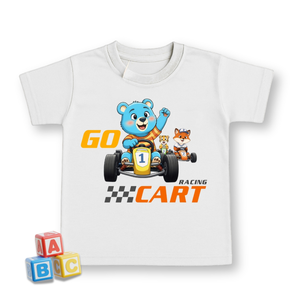 Kaos Atasan Anak Model DTF GoCart - Katun
