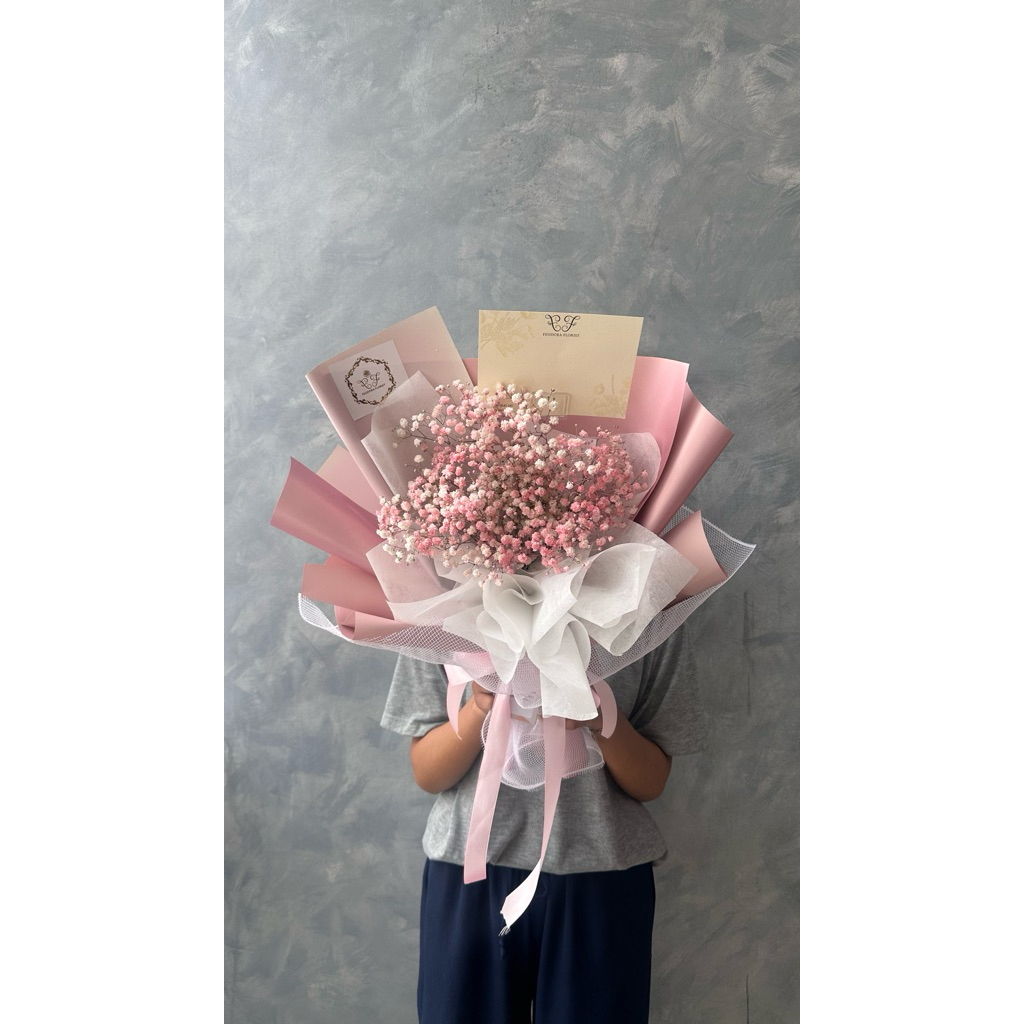 Buket baby breath fresh. Bunga baby breath asli, bunga segar