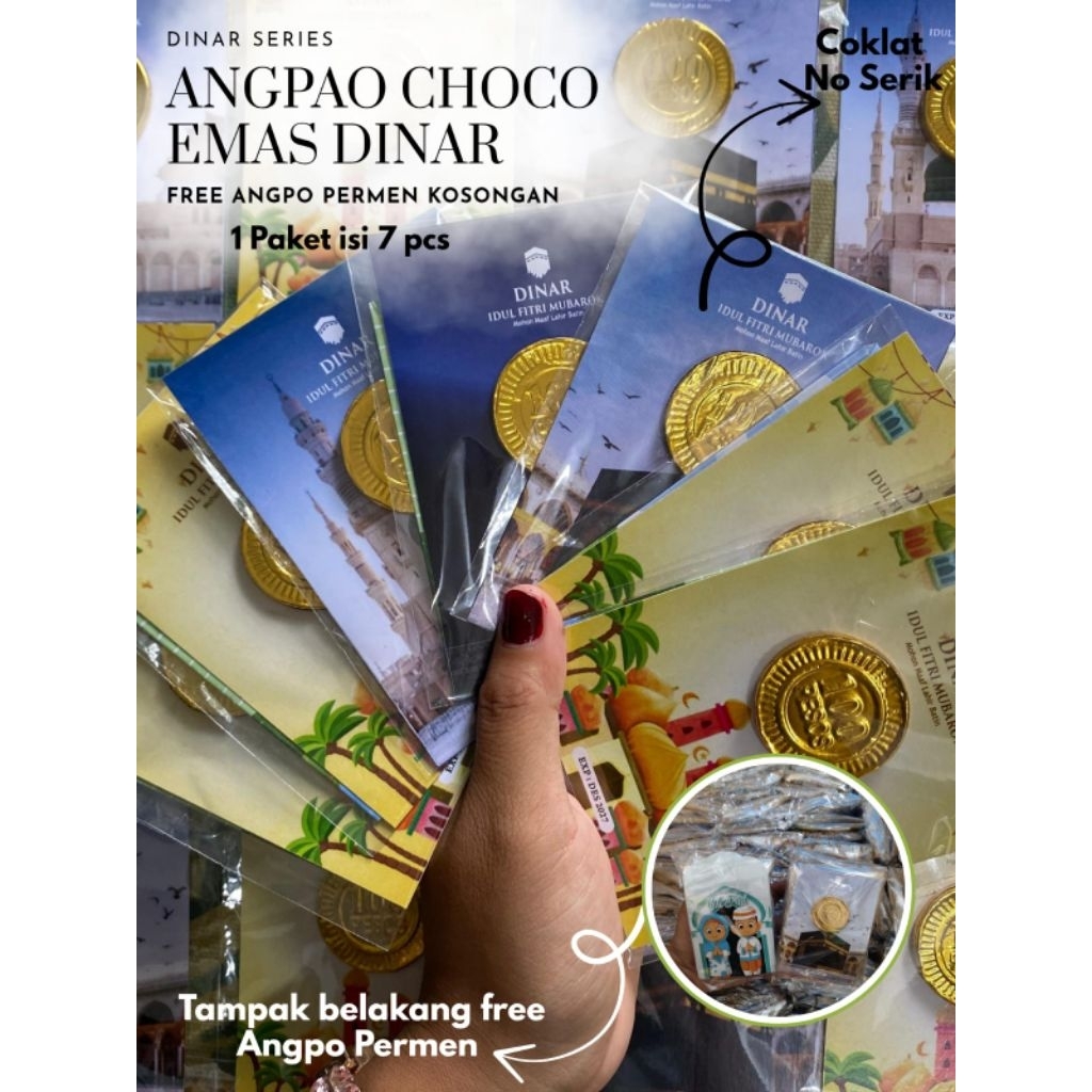 RD1 Permen coklat emas dinar free amplop isi 7