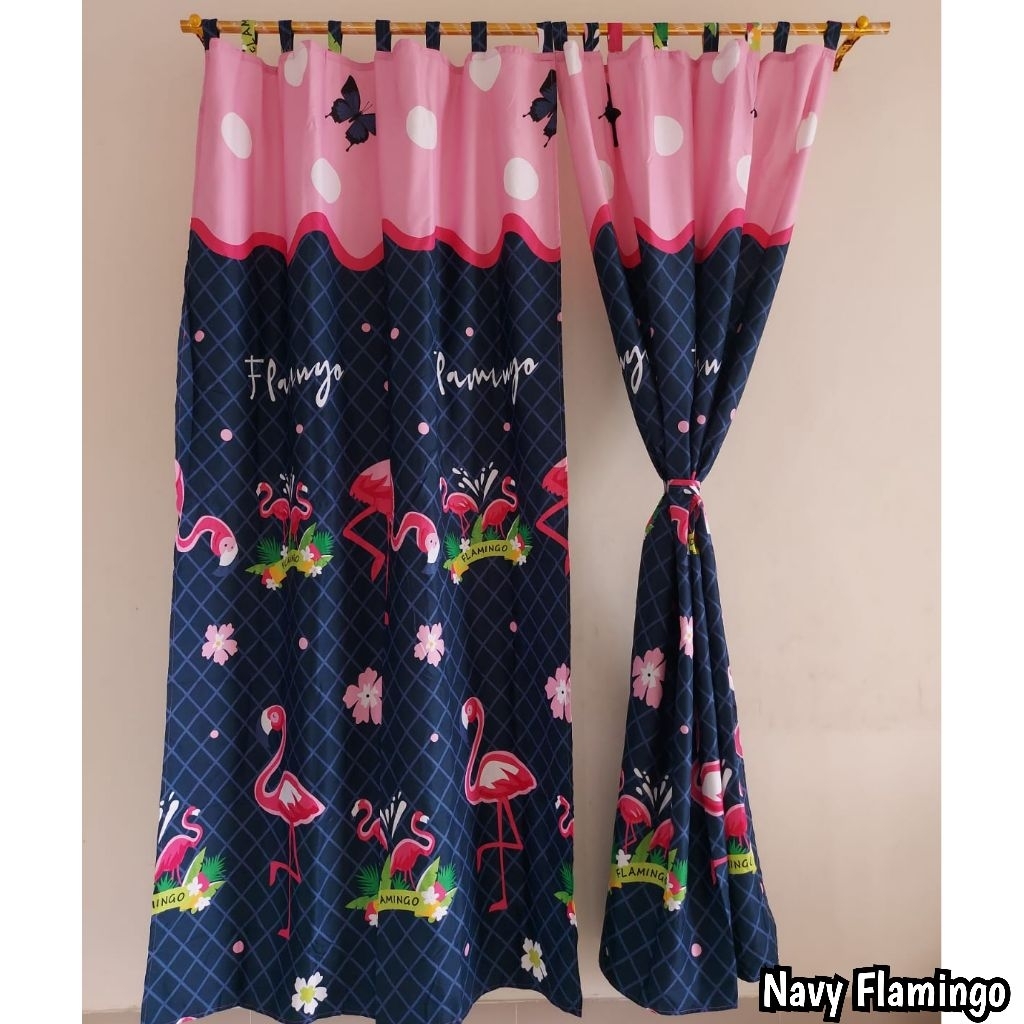 Gorden Pintu dan Jendela Flamingo Tali Perekat 120x200