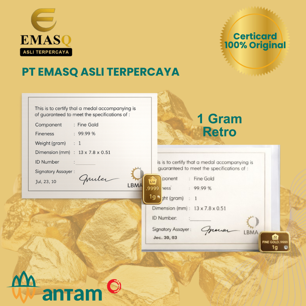 Emas LM Antam 1 Gram Retro Balok 100% Original