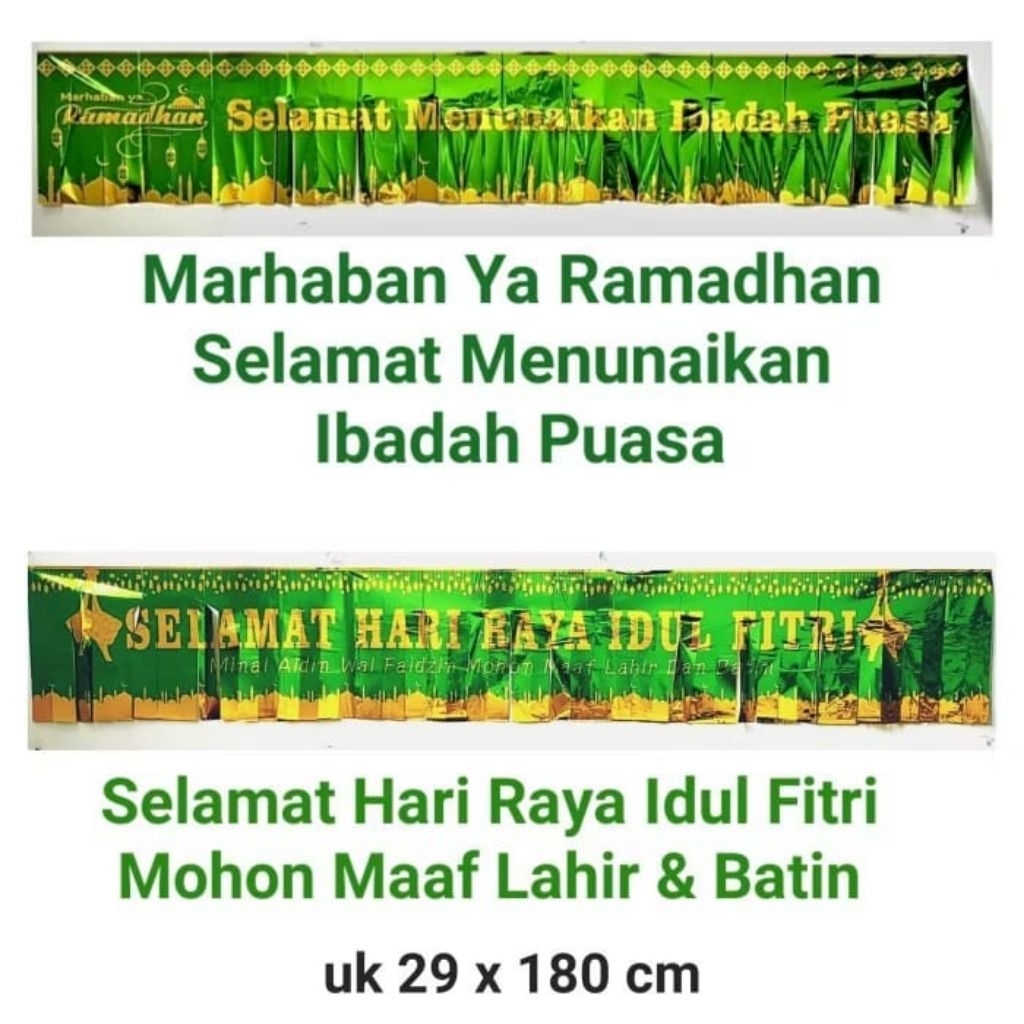 Banner Foil Backdrop Idul Fitri Selamat Ibadah Idul Fitri Puasa Garland Ornamen Idul Fitri Ramadhan