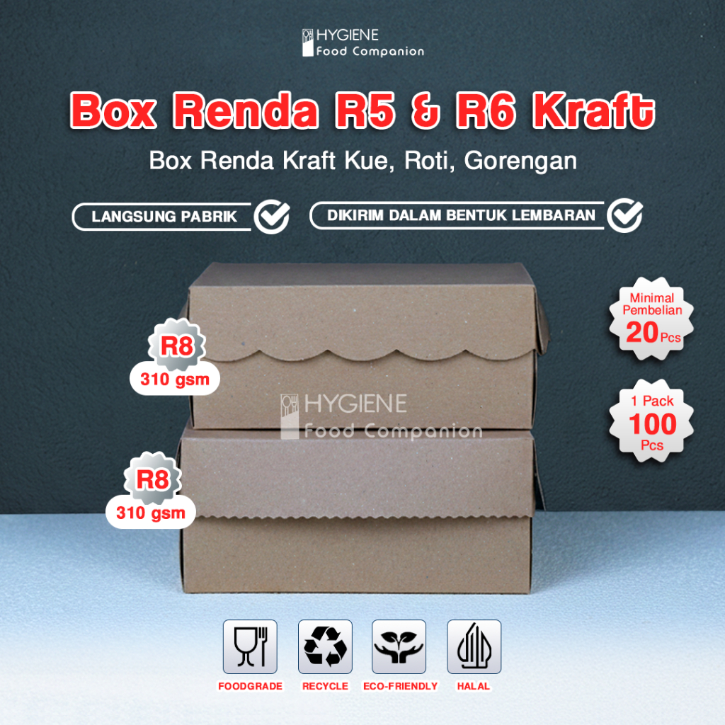 Dus Kue 12x16 / Dus Snack Box Renda 12 x 16 / Kotak Kardus Kue Laminasi Tebal