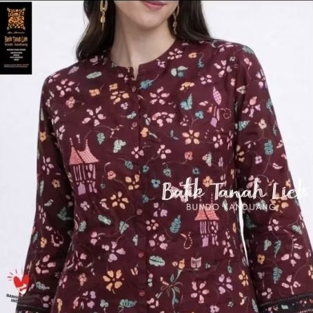 Bahan batik katun tulis sintetis warna burgundy