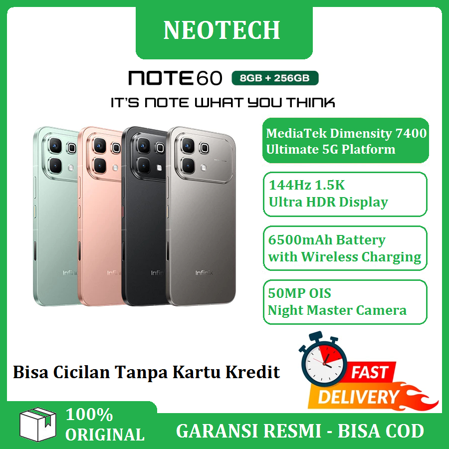 Infinix Note 60 Ram 8/256GB - Bisa Cicilan Tanpa Kartu Kredit - Garansi Resmi