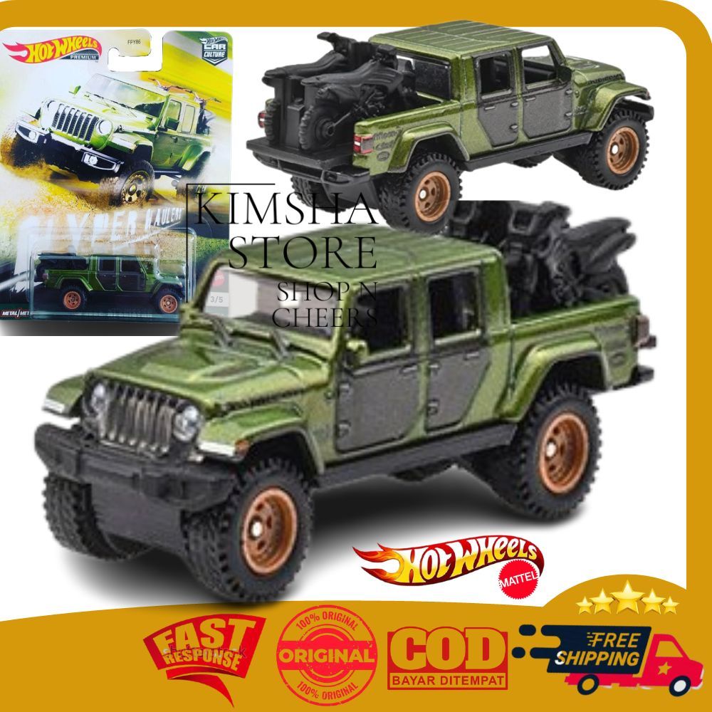 Hot Wheels Premium 20 Jeep Gladiator Car Culture Hyper Haulers Ban Karet Diecast Metal Mobil Mobilan