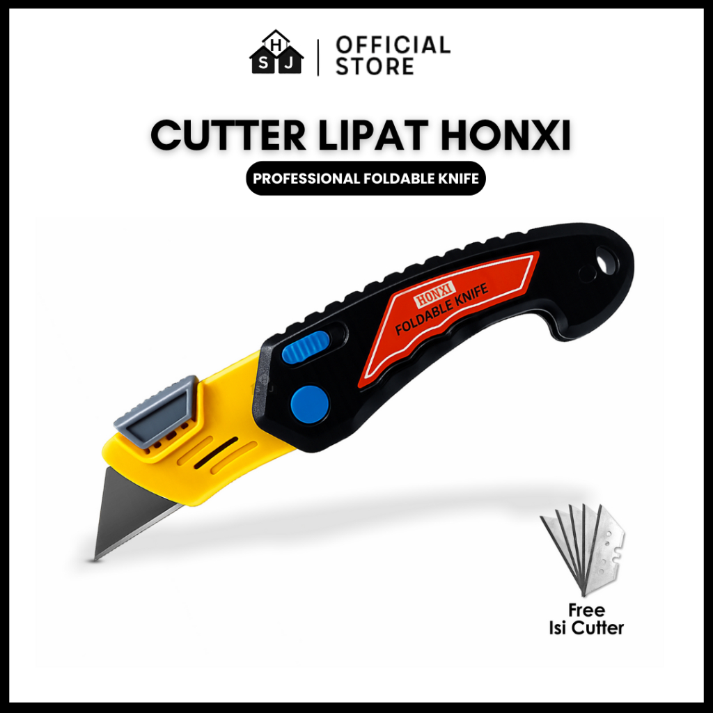 Cutter Lipat Honxi Profesional kater Packing Gudang, Pisau Baja Tajam, Praktis dan Aman