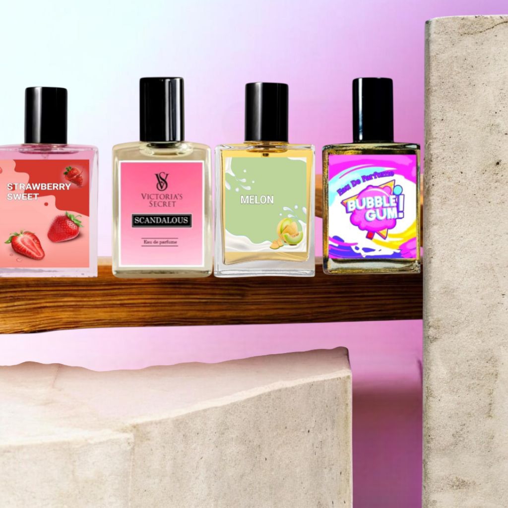 parfum aroma bubblegum aroma prmen karet strowberry scandalos melon botol kaca30ml wangi tahan lama