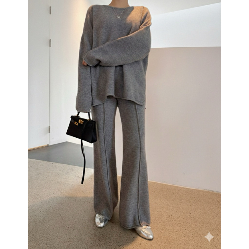 THESOOJI - Valerie Set (Knit+Pants) - Setelan Sweater Celana Wanita Korea