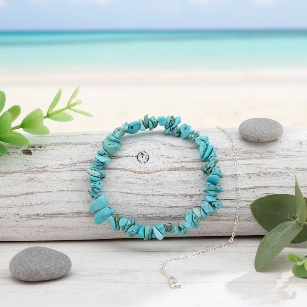 gelang batu potekan pirus tibet natural