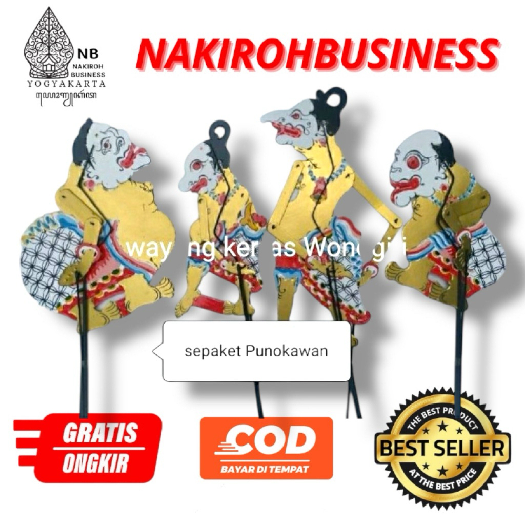 NAKIROHBUSINESS Wayang Punokawan Emas Semar Gareng Petruk Bagong