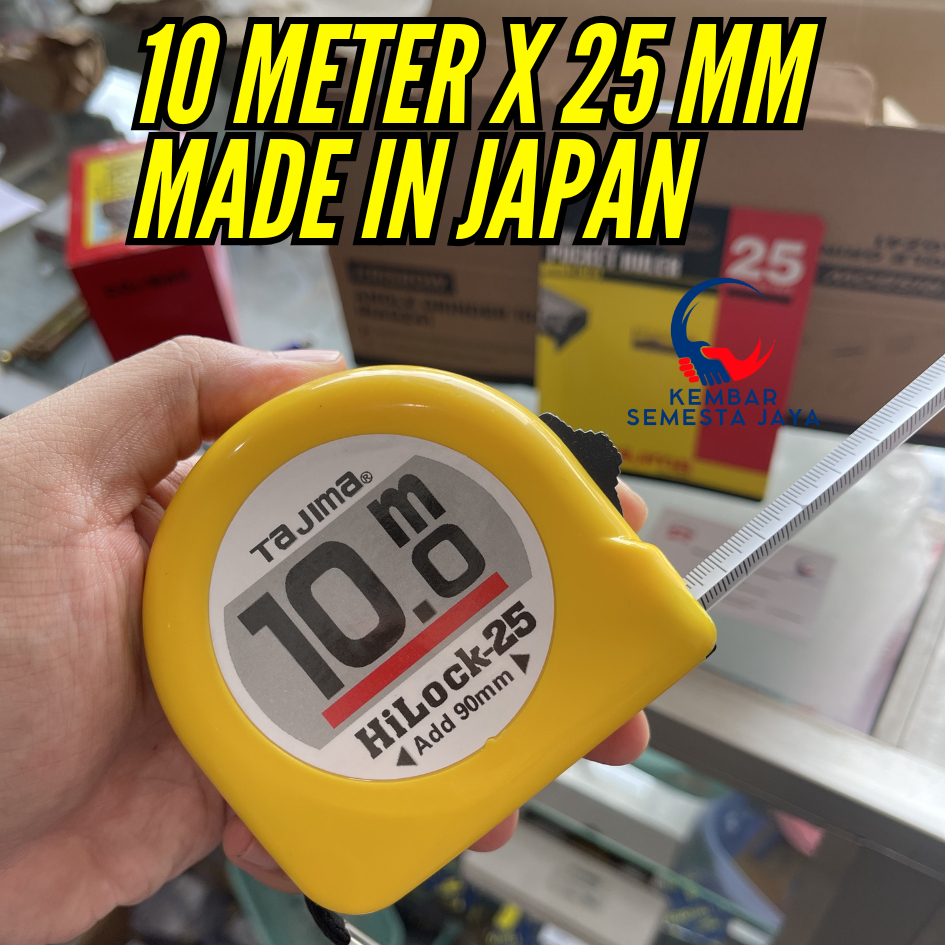 TAJIMA Asli Jepang Hi-Lock Measuring Tape 10 METER X 25 MM 10 m Dua Sisi Double Sided Bolak Balik Pl