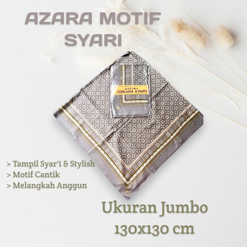 Jilbab Segiempat Voal Motif Jumbo Syari Azara Lasercut 130x130 cm