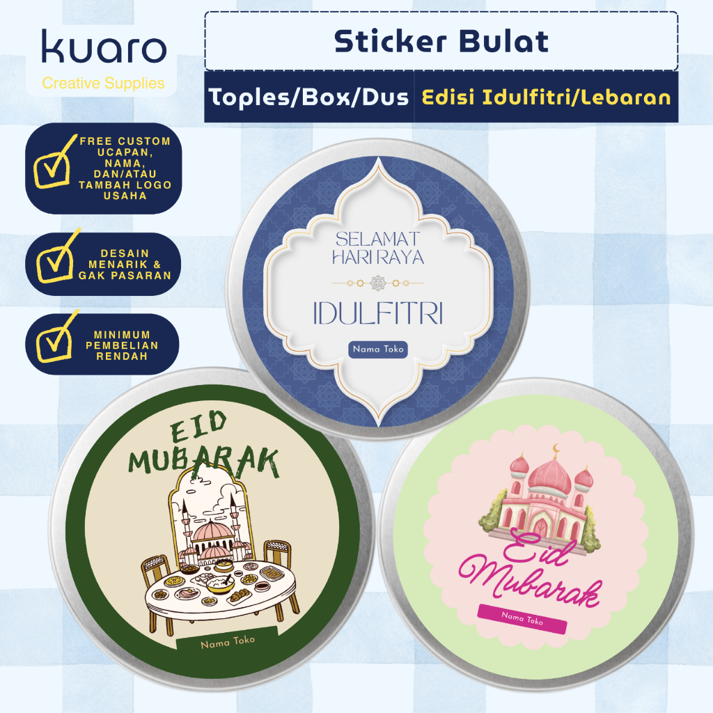 Sticker Bulat Lebaran / Sticker Bulat Idul Fitri / Sticker Bulat Lebaran / Sticker Bulat Ramadhan / 