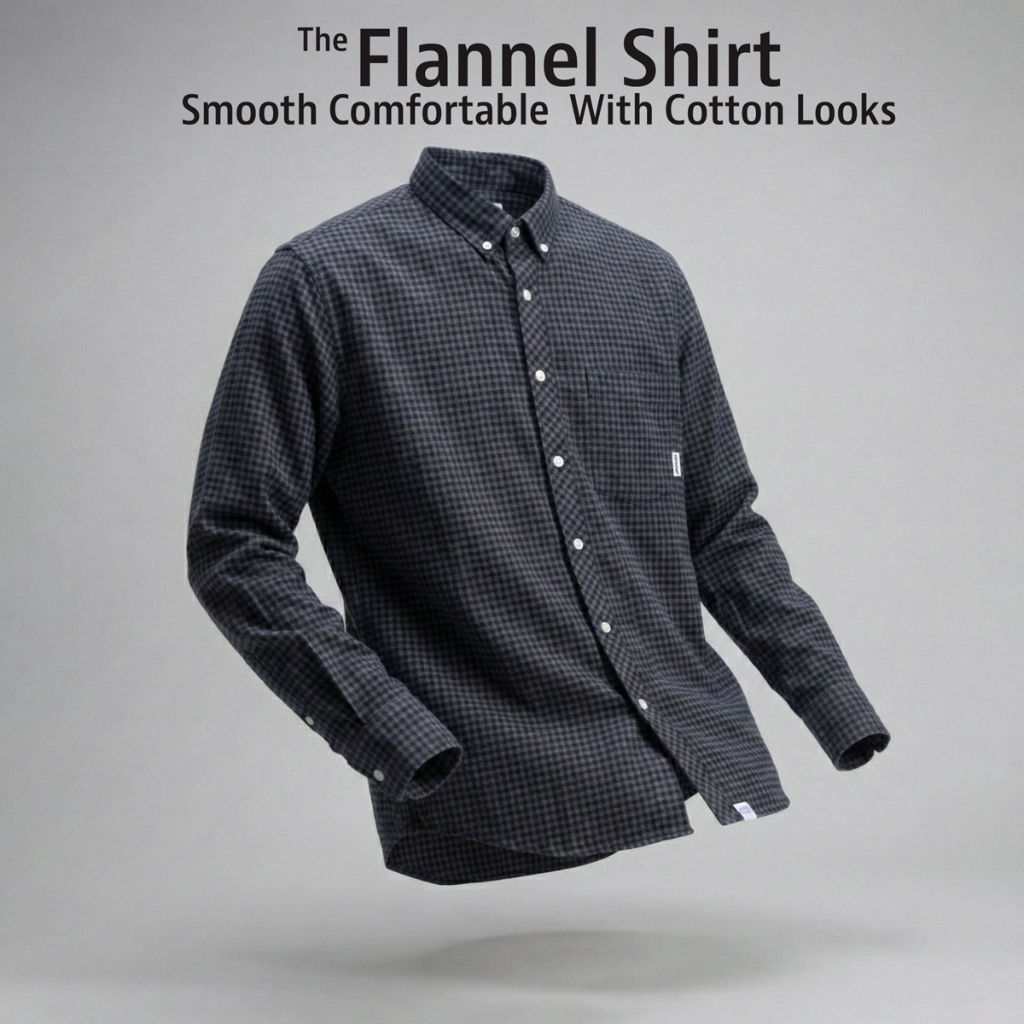 Norschel Studios Kemeja Flannel Tangan Panjang-Navy Grey Case