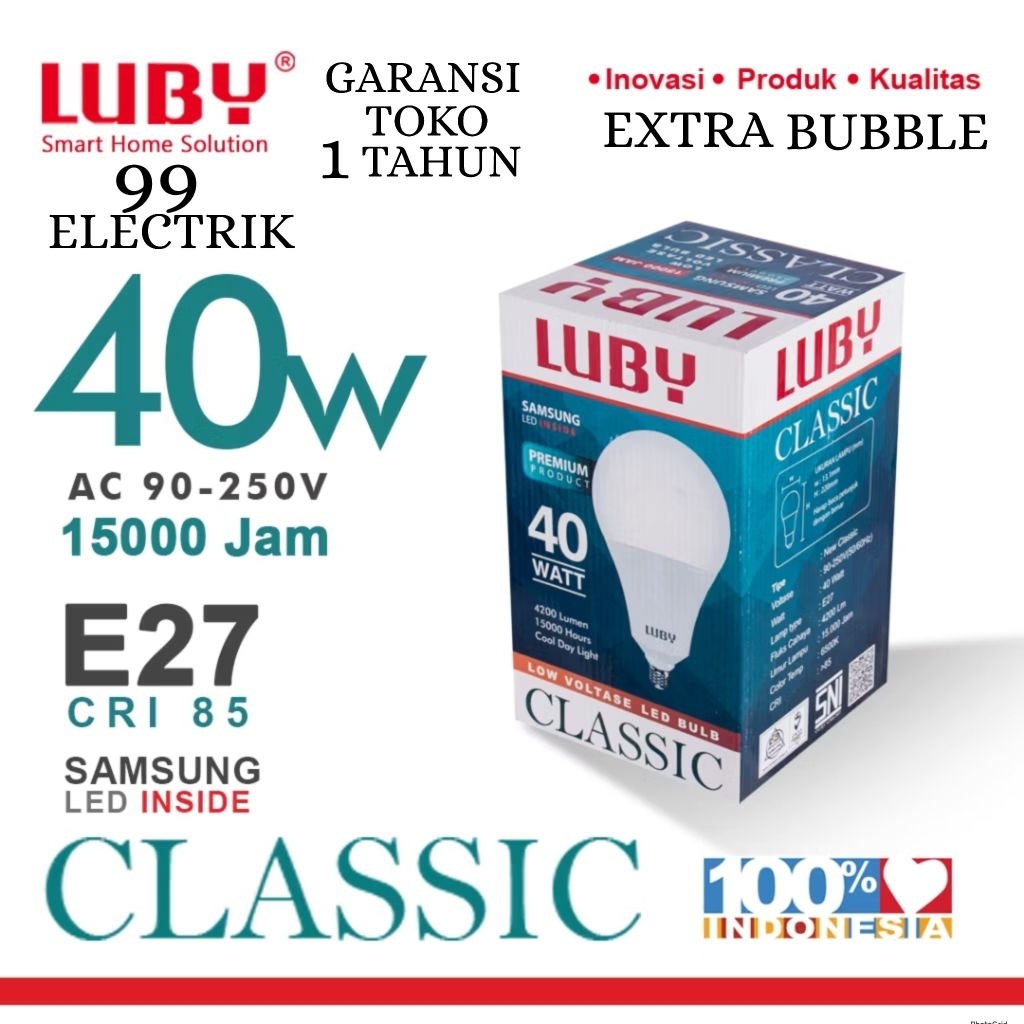BOHLAM LED LUBY / LAMPU LED LUBY CLASSIC PUTIH 40W