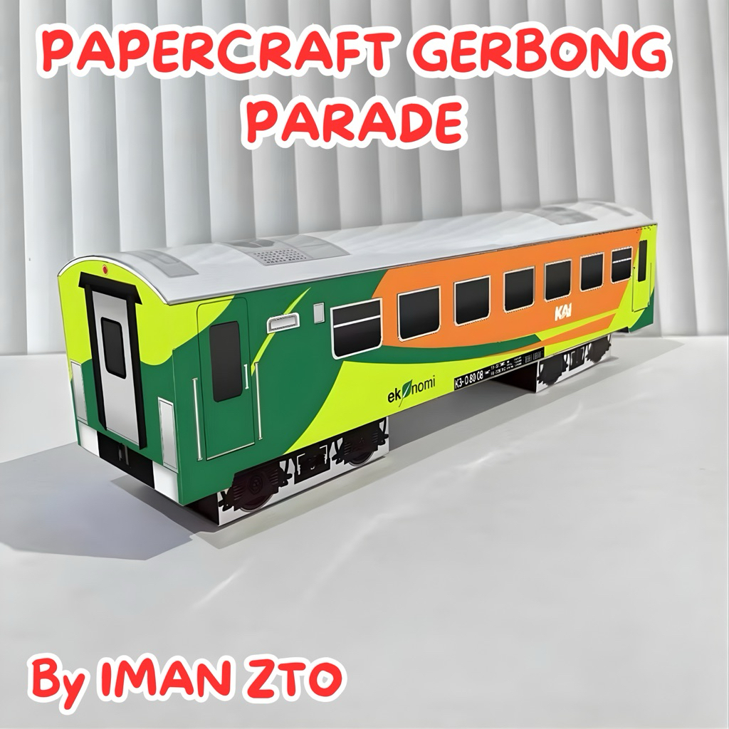 PAPERCRAFT GERBONG PARADE | Papercraft Kereta Api | Iman Zto Free Photocard Lokomotif