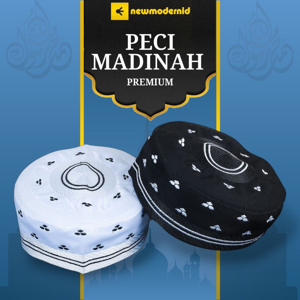 PECI MADINAH PUTIH MOTIF BORDIR KOPIAH PUTIH BORDIR PECI HAJI MOTIF PECI BUGIS MOTIF A-5