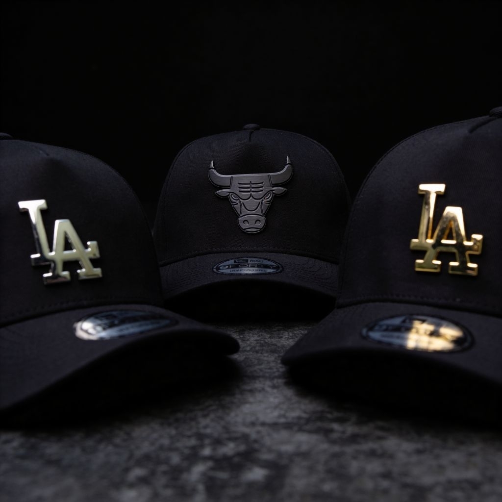 Topi New Era 9FORTY NY New York Yankees A-Frame Black Gold Silver Metal Logo Original Import Topi Ba