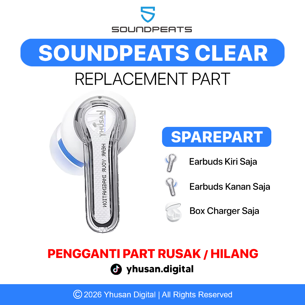 [SPAREPART] TWS Soundpeats CLEAR | Earbuds Saja | Box Charger Saja | Segel dan Bergaransi