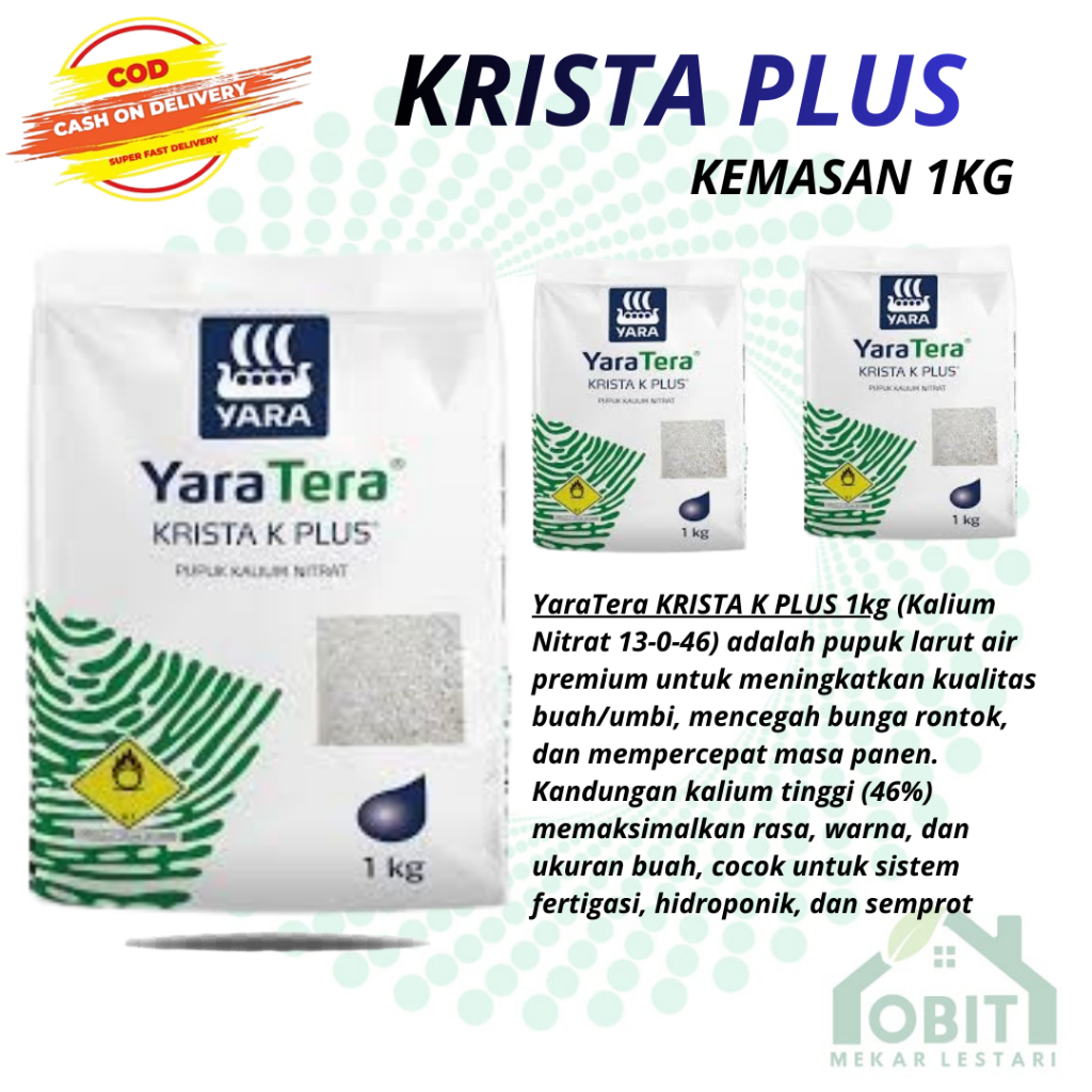 Yara Krista K Plus 1kg Pupuk Hidroponik Nitrogen Kalium