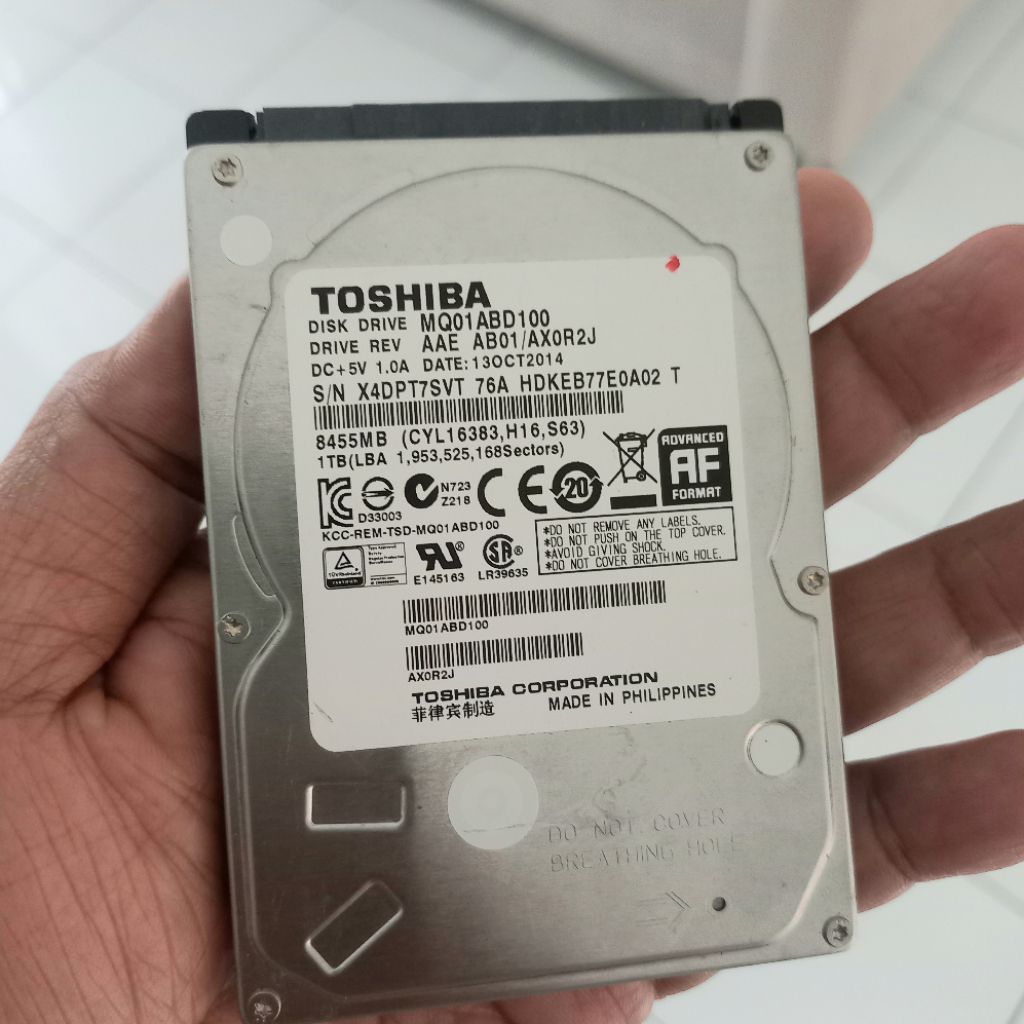 Hardisk Laptop 1 Tera Toshiba 1 TB RUSAK
