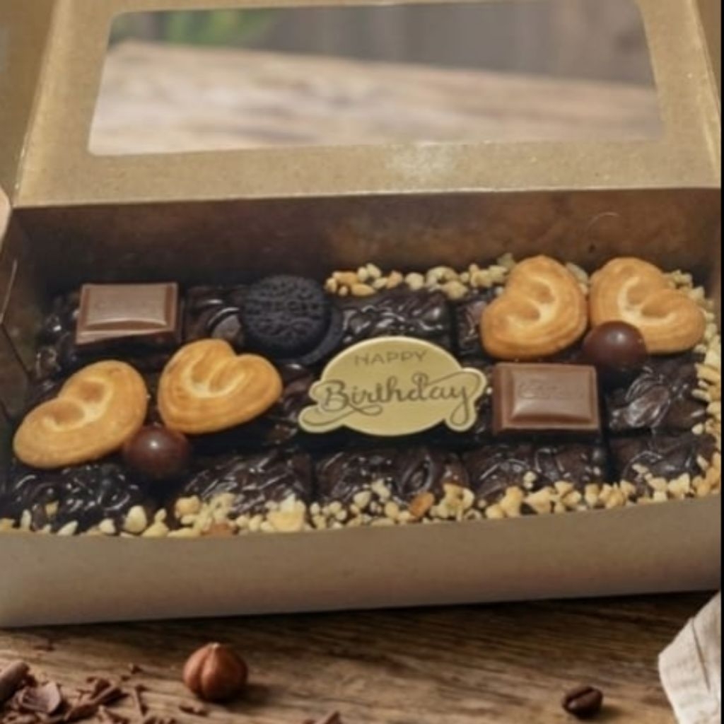 Brownies birthday / custom tulisan/ Fudgy Brownies