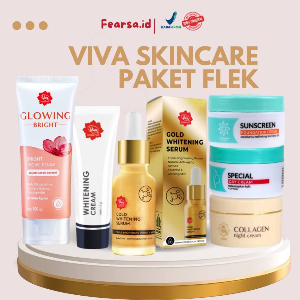 Viva Paket Skincare / 6 Paket Viva Skincare / Viva Facial Wash / Serum Flek Hitam / Serum Glowing