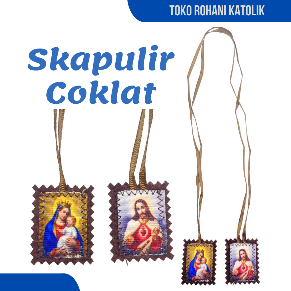 KALUNG SKAPULIR COKLAT GUNUNG KARMEL / ROSARIO SKAPULIR HITAM / SKAPULIR KATOLIK / ROSARIO TALI SKAP