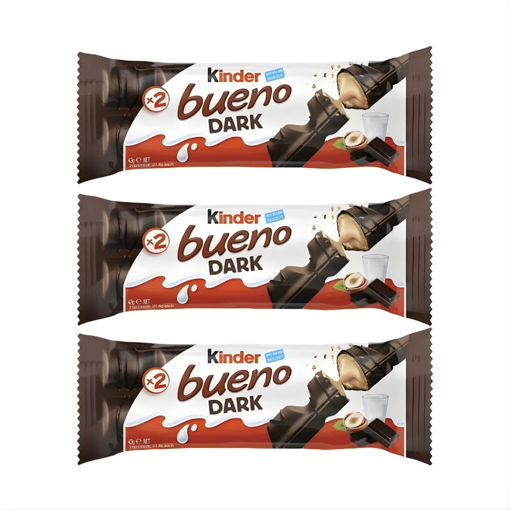 Kinder Bueno Dark Chocolate Wafer Value Pack Isi 3 Bungkus 129gr Asli Malaysia