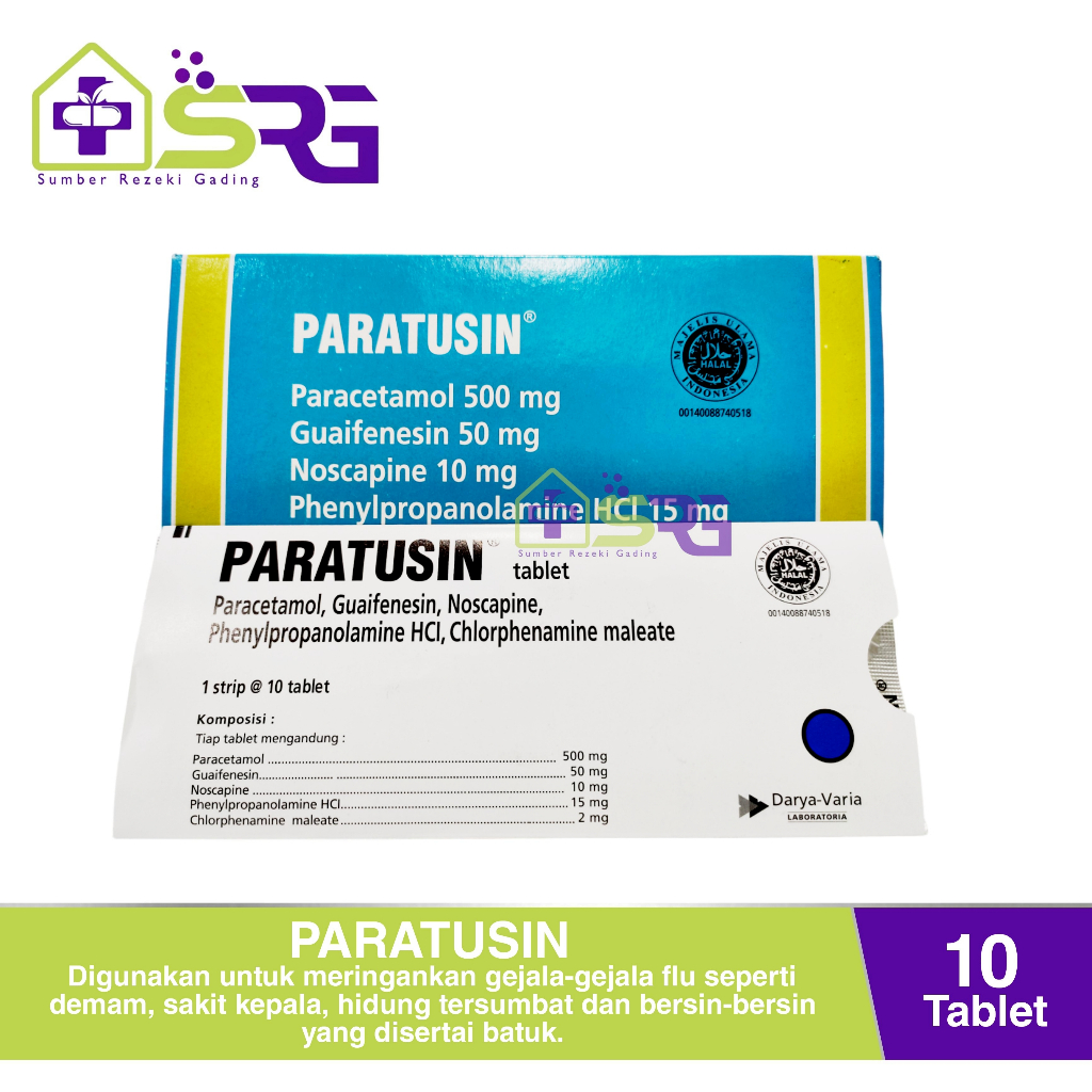 PARATUSIN Flu Batuk 10 Tablet Meredakan Demam Batuk Paracetamol Phenylephrine Dextromethorphan