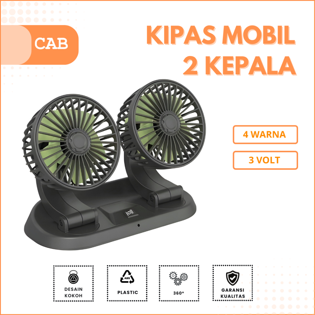 CAB Kipas Angin Mobil 2 Kepala 5–24Volt – Kipas Dashboard Mobil & Truck | Pendingin Kabin Praktis
