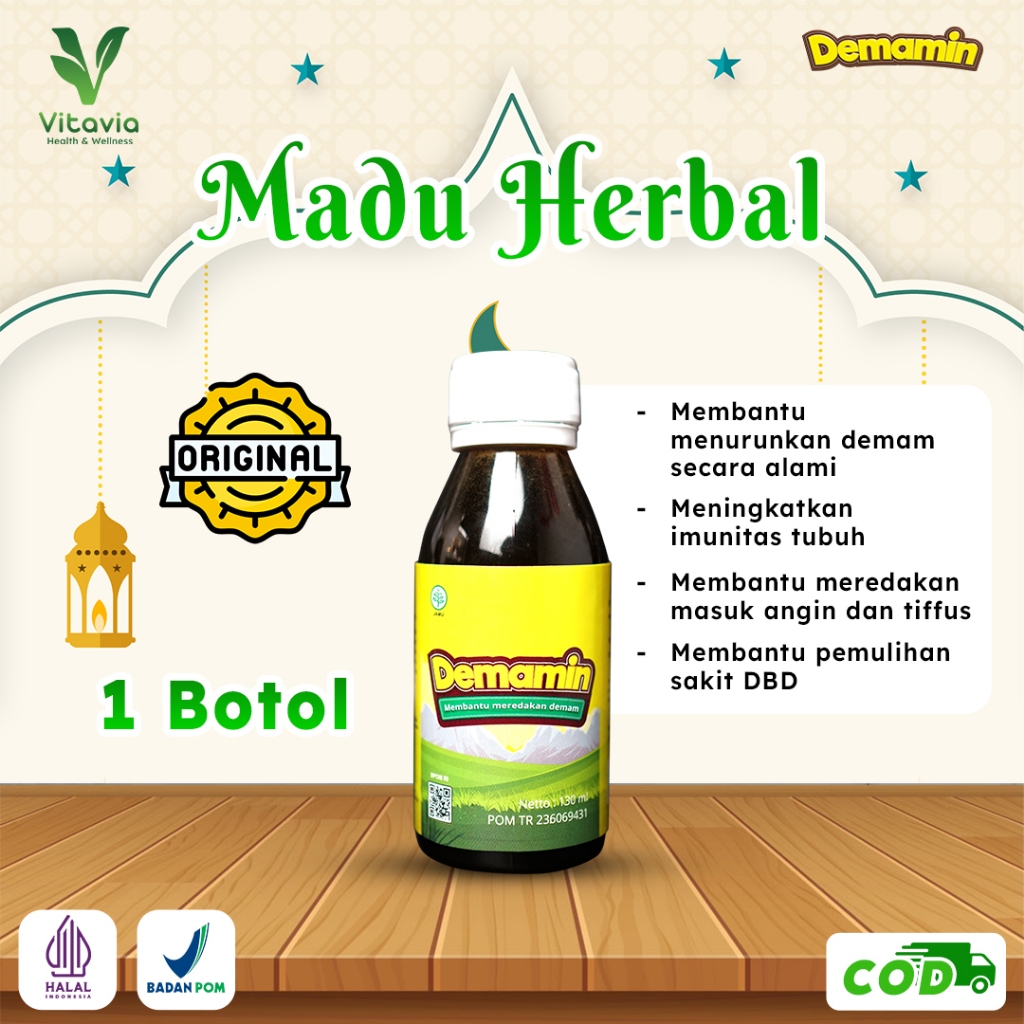 Madu Demamin 1 Botol 130ml – Madu Herbal Alami Meredakan Demam Anak