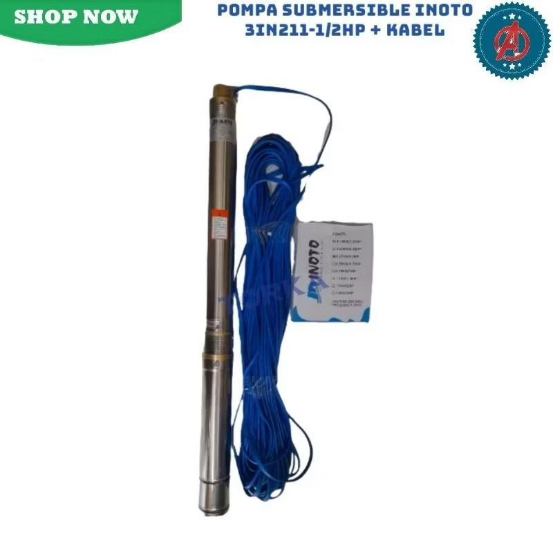 Pompa Submersible Inoto 3 In 211 1/2 HP + Kabel 40M Pompa Celup Satelit 1/2 HP Inoto 3 In 211 40M