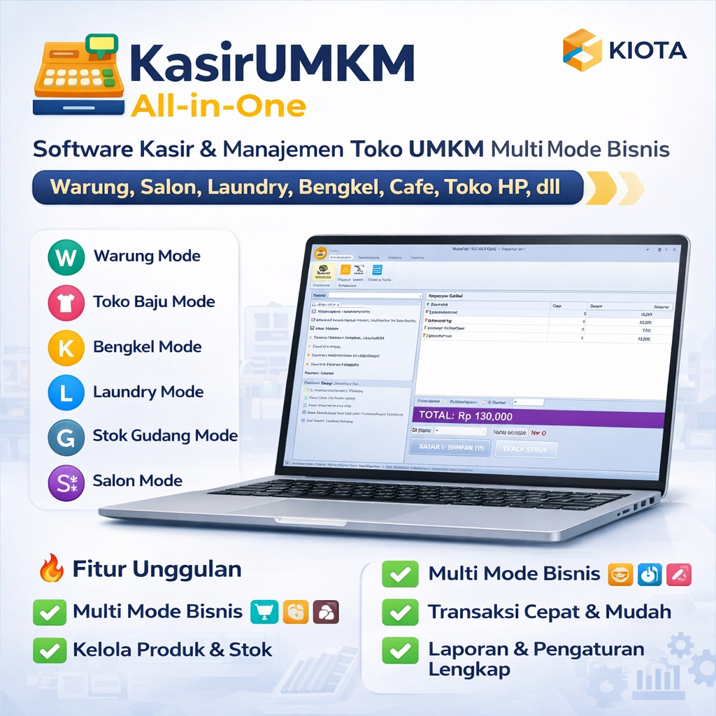KasirUMKM All-in-One – Software Kasir & Manajemen Toko Lengkap Multi Mode Bisnis (Warung, Salon, Lau