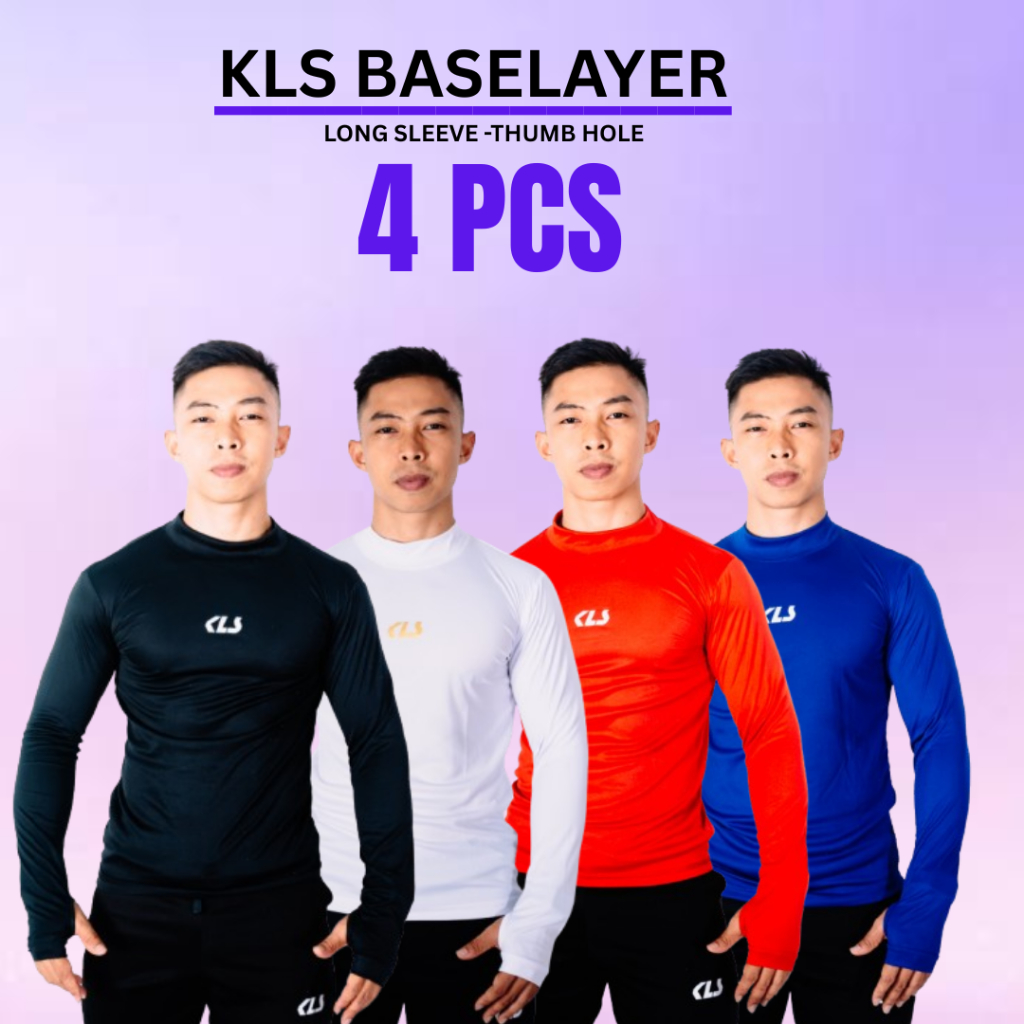 4 pcs Manset Lengan Panjang Mangset Olahraga Pria Wanita Jumbo Baselayers KLS Thumbhole Lubang Jari