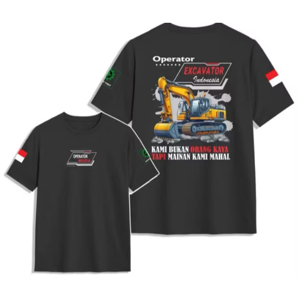 Kaos sablon operator excavator t-shirt distro unisex bahan adem