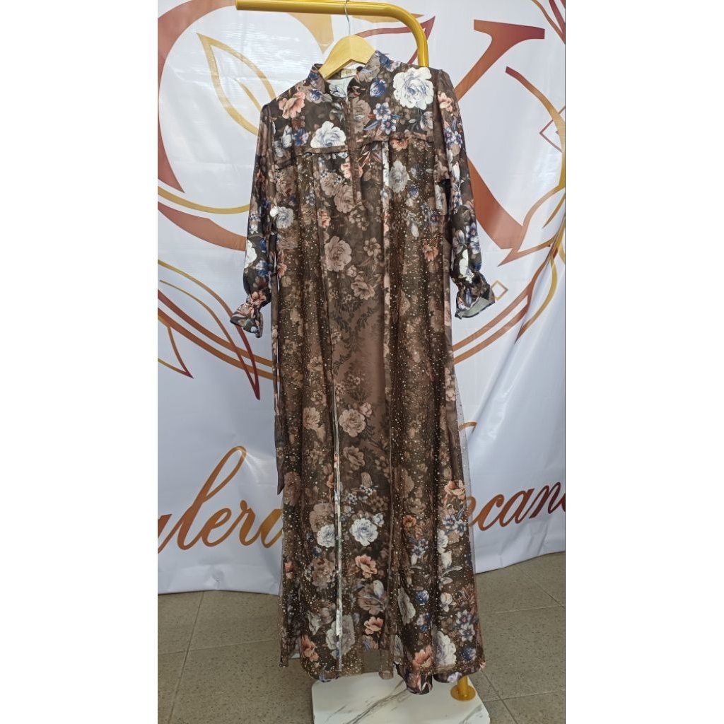 Dress Coklat Bunga