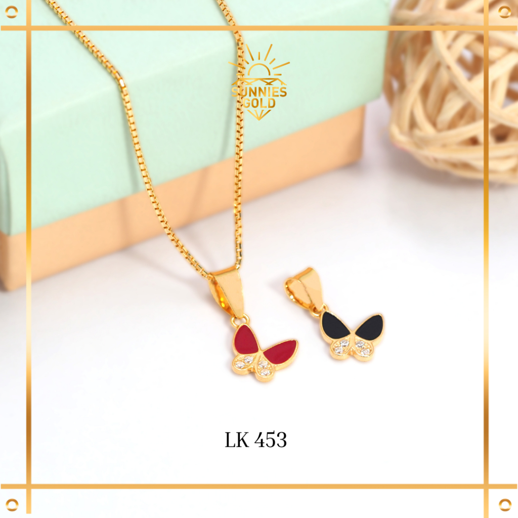 LIONTIN EMAS KUPU KUPU ELEGANT KADAR 8K LIONTIN KALUNG BUTTERFLY SUNNIES GOLD - LTK 453