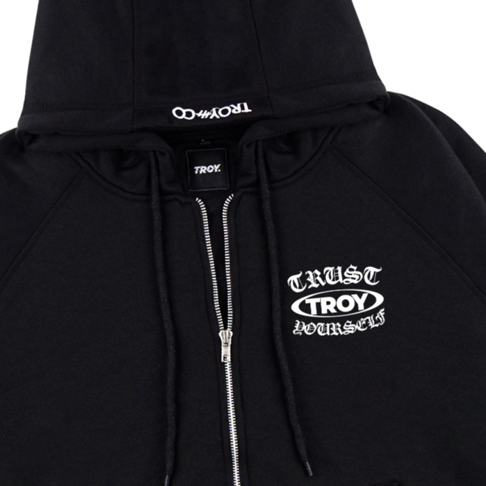 Troy Company Hoodie Boxy Double Slider Zip Black Trust You - Hoodie Zipper Hitam ZDSH 3381