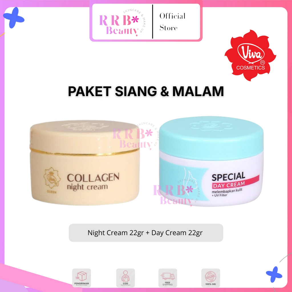 Paket Viva Cosmetics Perawatan Wajah Cream Siang dan Malam / Day & Night Cream Ukuran 22gr BPOM BPOM