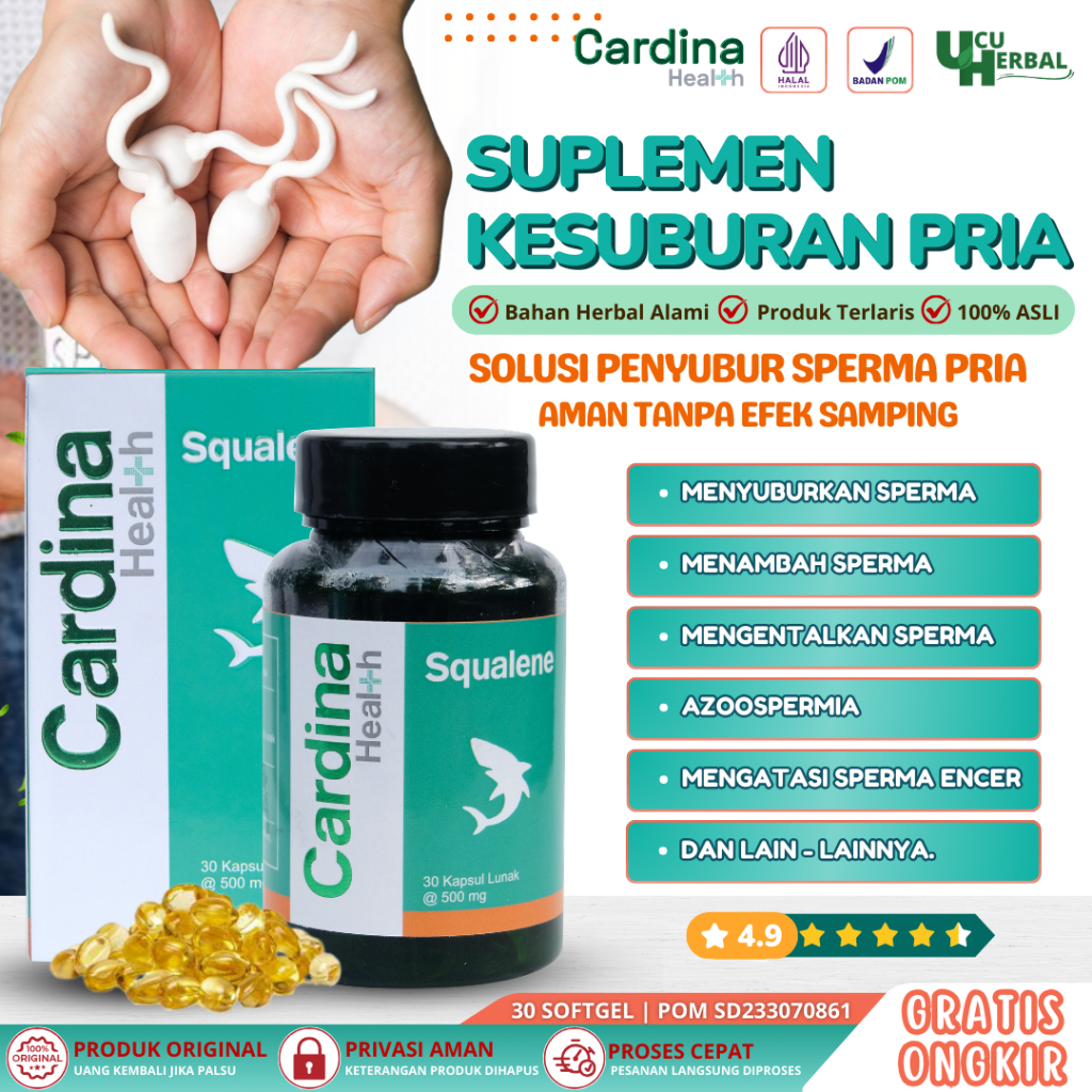 Suplemen Kesuburan Pria, Penyubur Sperma, Sperma Encer | Cardina Health Squalene -  BPOM & HALAL